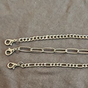 Silver Bracelet Set Of 3 New Adjustable 7-9 Inches